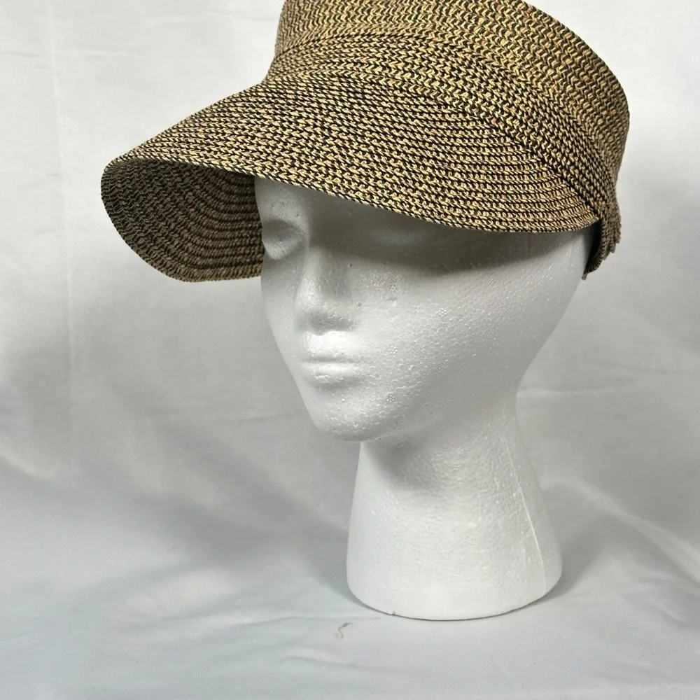 San Diego Hat Company Wide Brim Paper Braid Visor One Size Tan Black